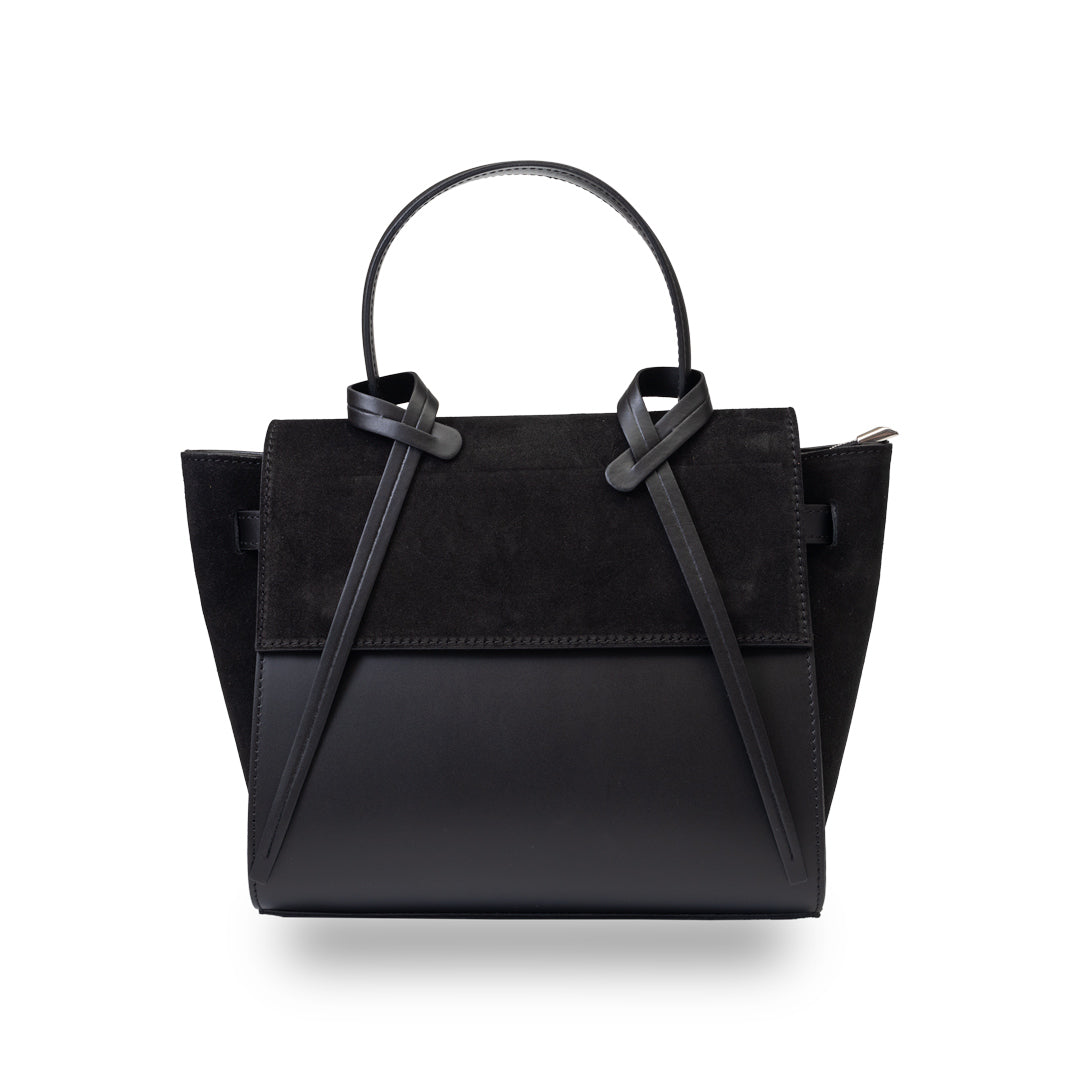 Borsa da donna in pelle scamosciata naturale nera Erika
