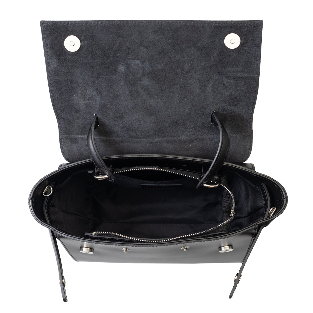 Borsa da donna in pelle scamosciata naturale nera Erika