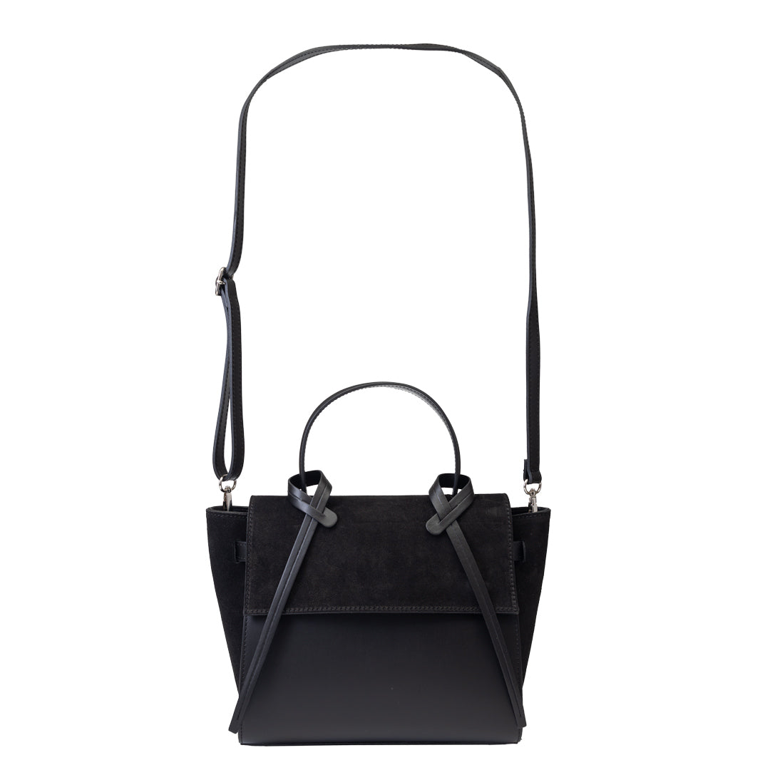 Borsa da donna in pelle scamosciata naturale nera Erika