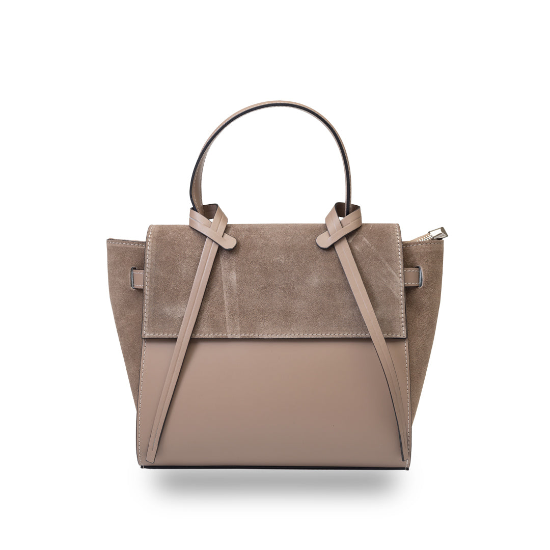 Bolso de mujer de ante natural Erika color topo oscuro
