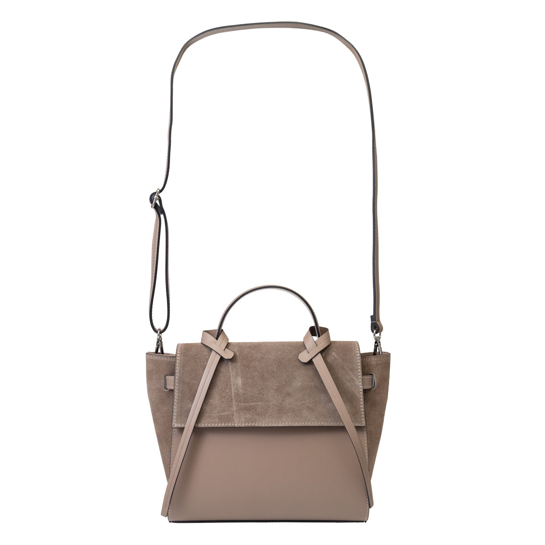 Bolso de mujer de ante natural Erika color topo oscuro