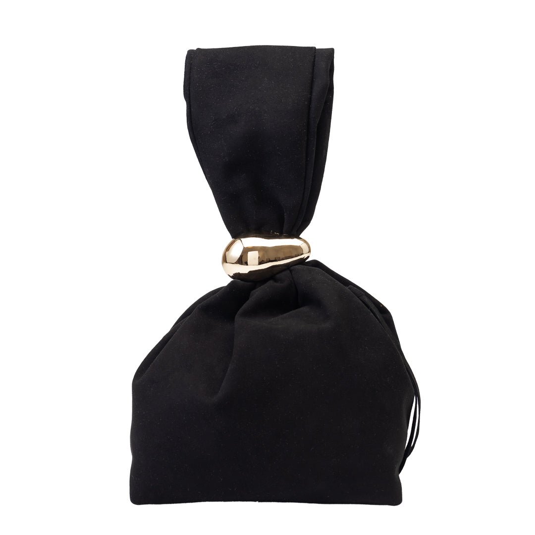 Bolso de mujer de ante natural, negro Eliza