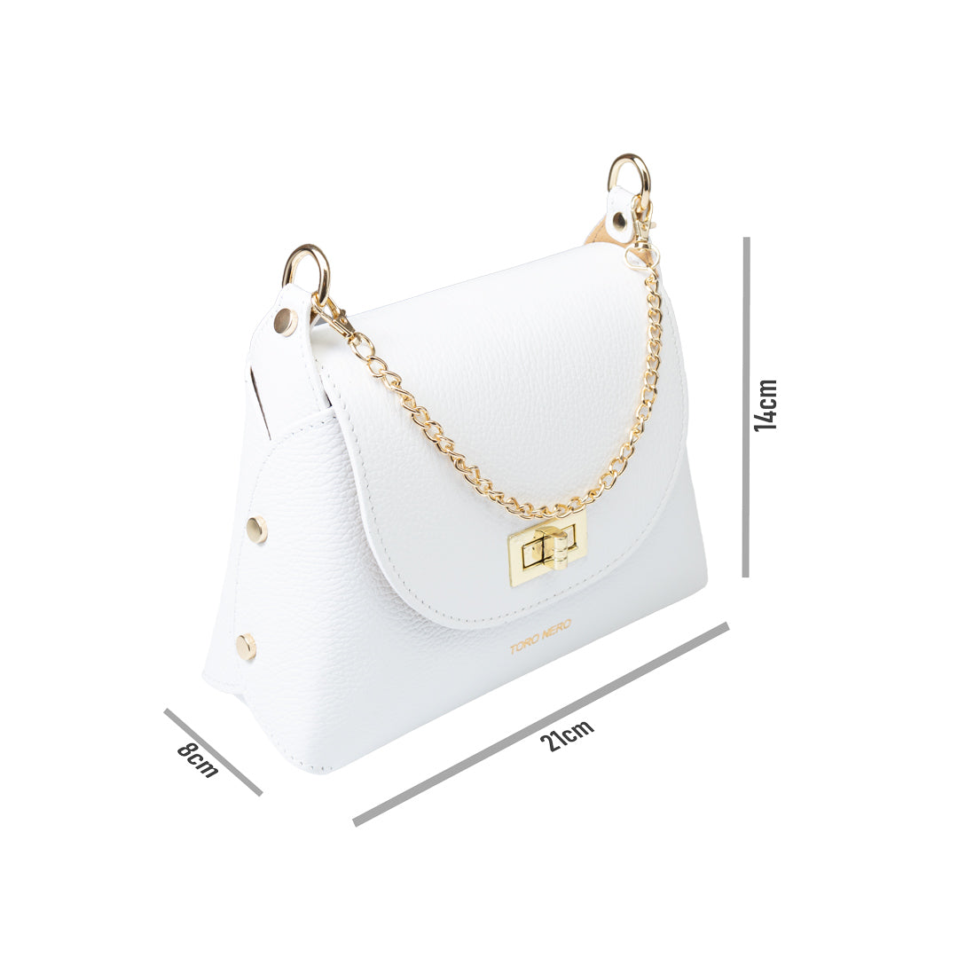 Bolso de mujer de cuero genuino blanco Raisa