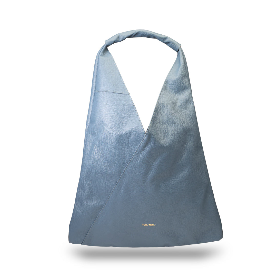 Bolso de piel natural azul Camelia para mujer