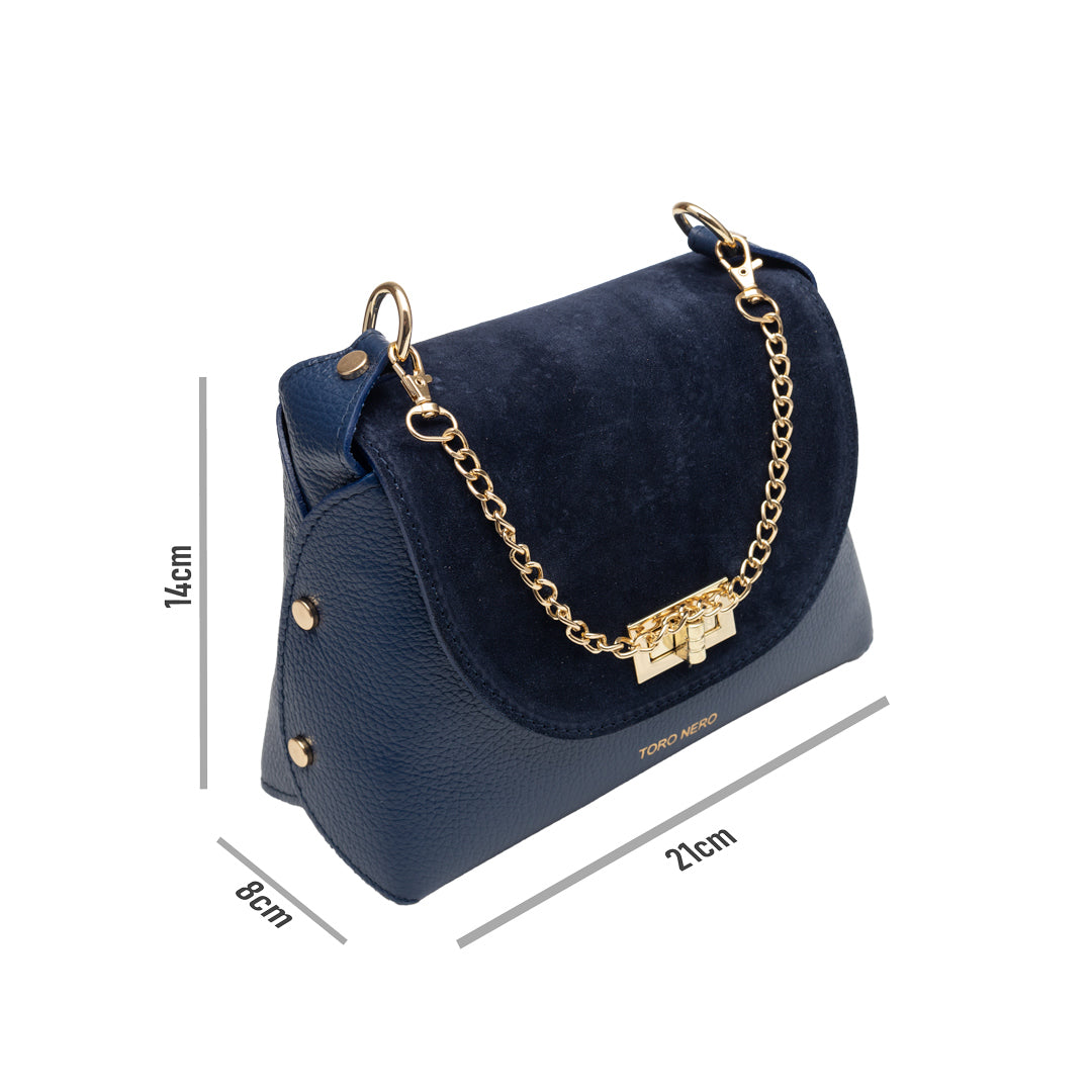 Bolso de mujer de ante natural, azul Raisa