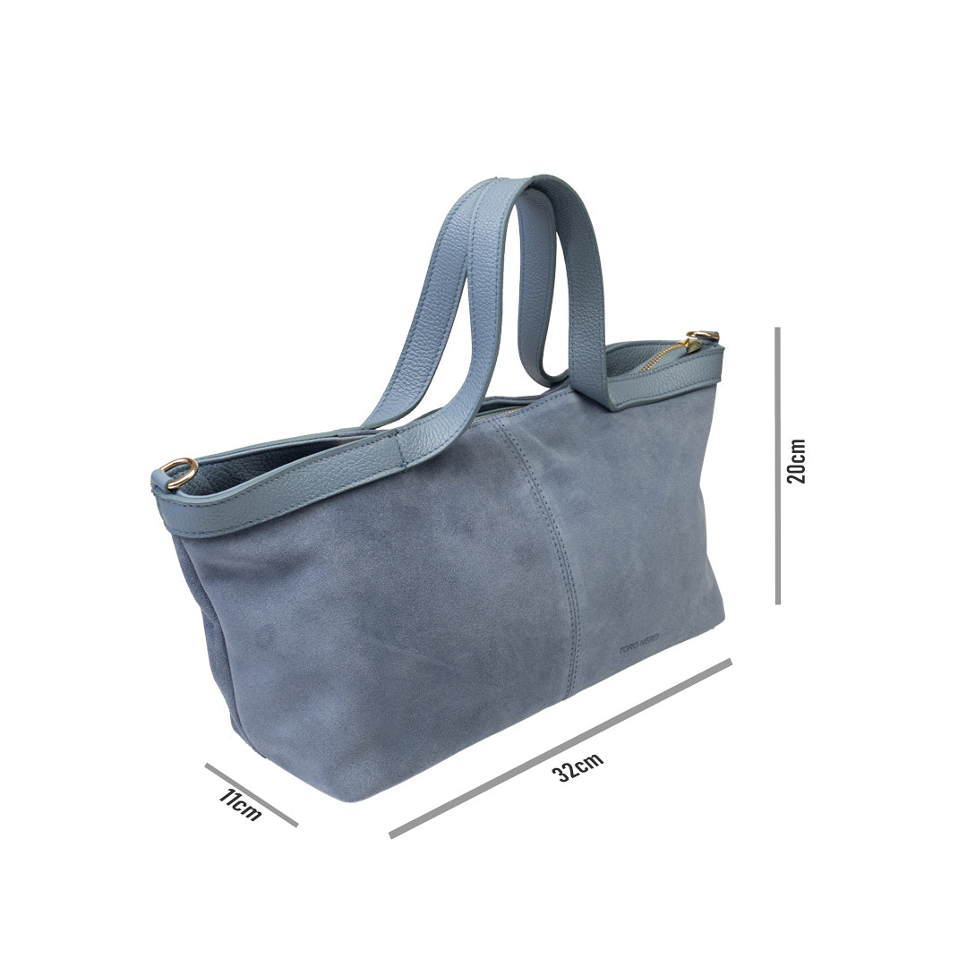Damenhandtasche aus hellblauem Wildleder Bianca