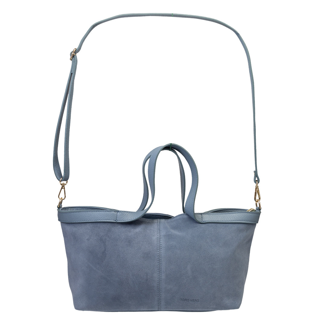 Damenhandtasche aus hellblauem Wildleder Bianca