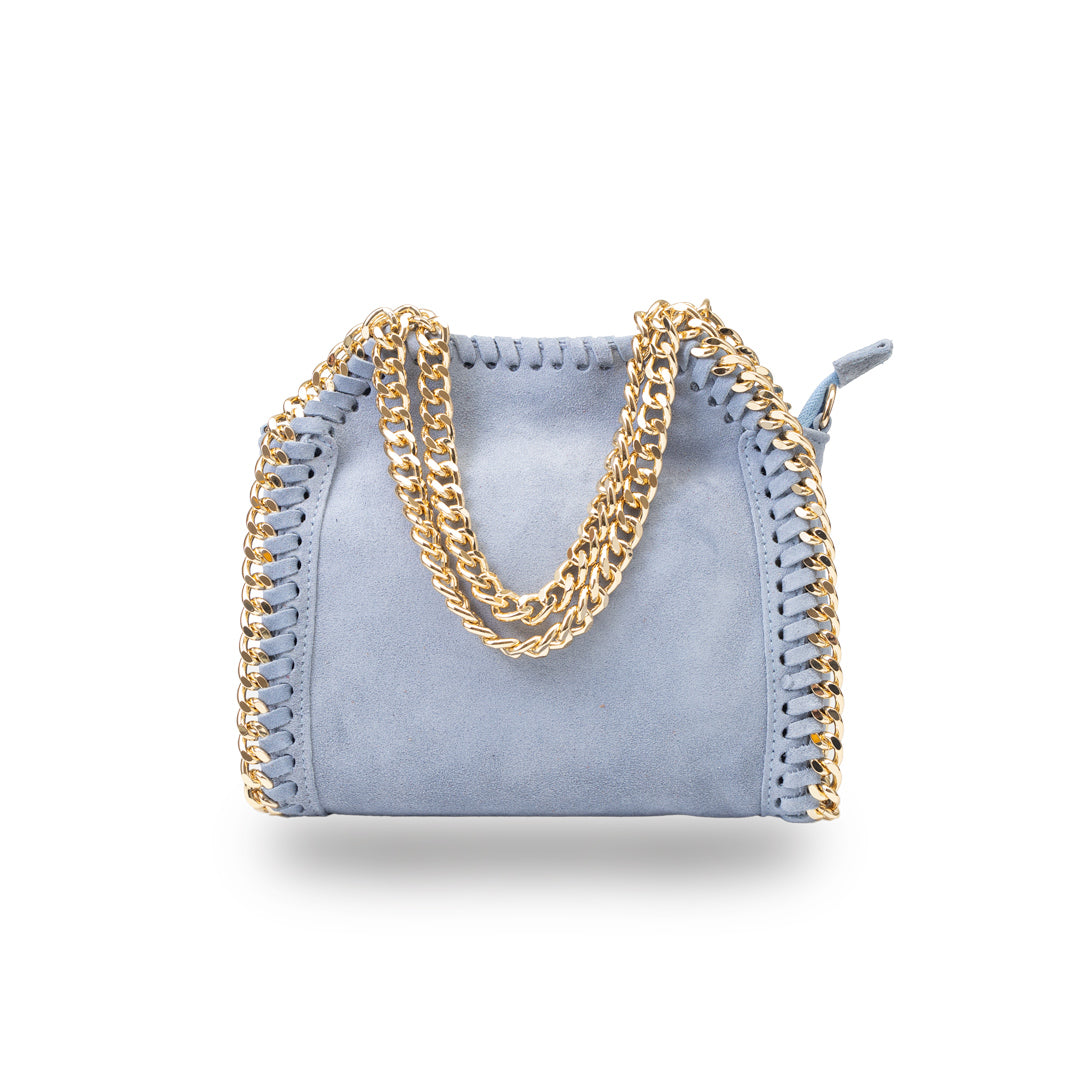 Bolso de mujer de cuero genuino azul claro Ilona
