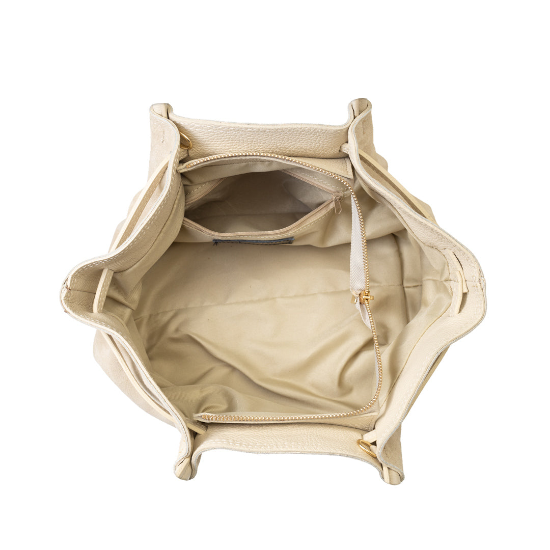 Bolso de mujer de piel natural beige Elena