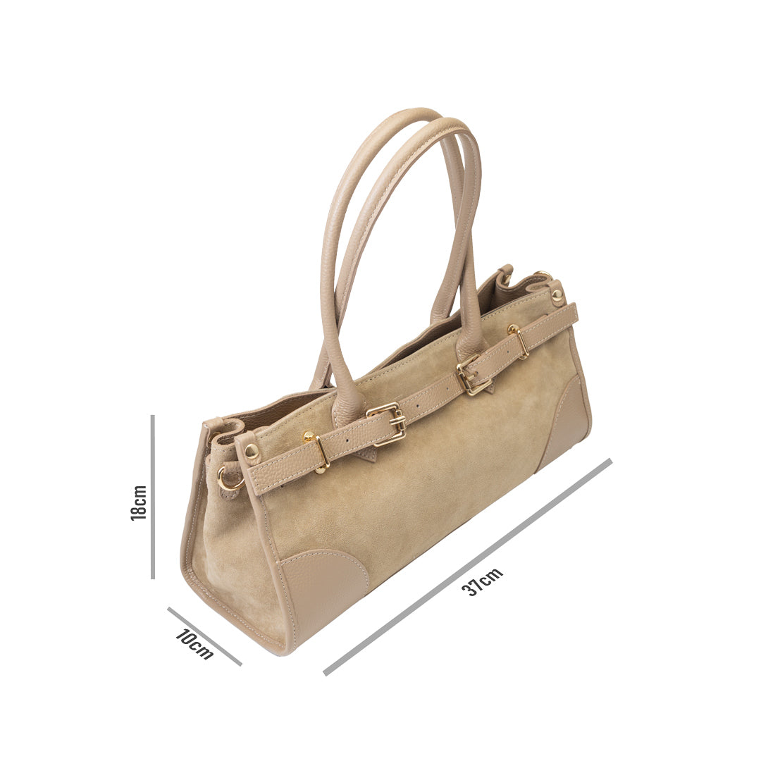Bolso de mujer de piel auténtica beige Evelin