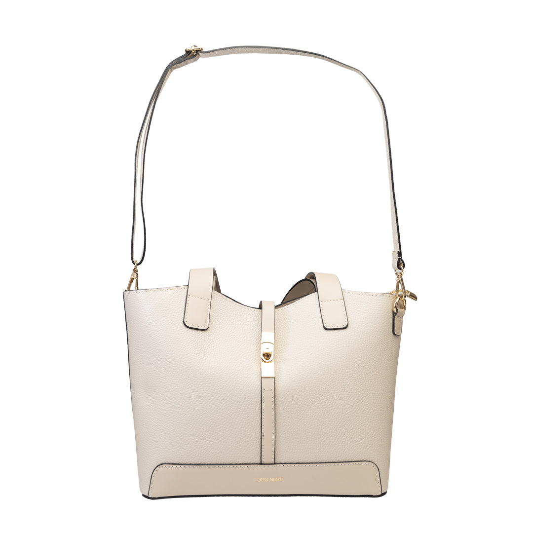 Bolso de mujer de piel natural beige Sorina