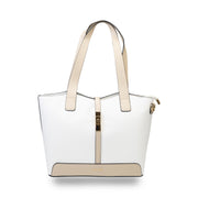 Bolso de mujer de piel natural beige-blanco Sorina