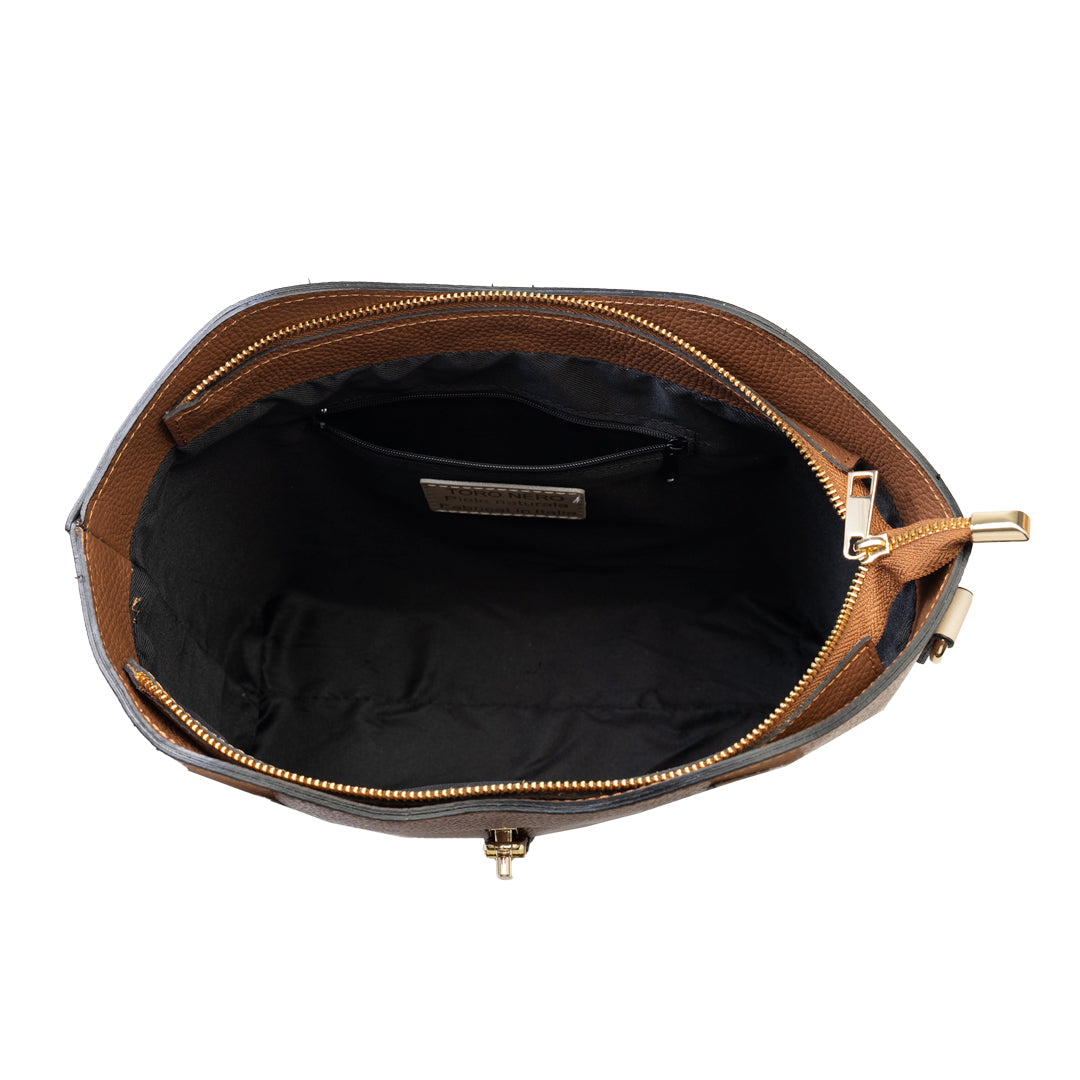 Bolso de mujer de piel natural beige-marrón Sorina