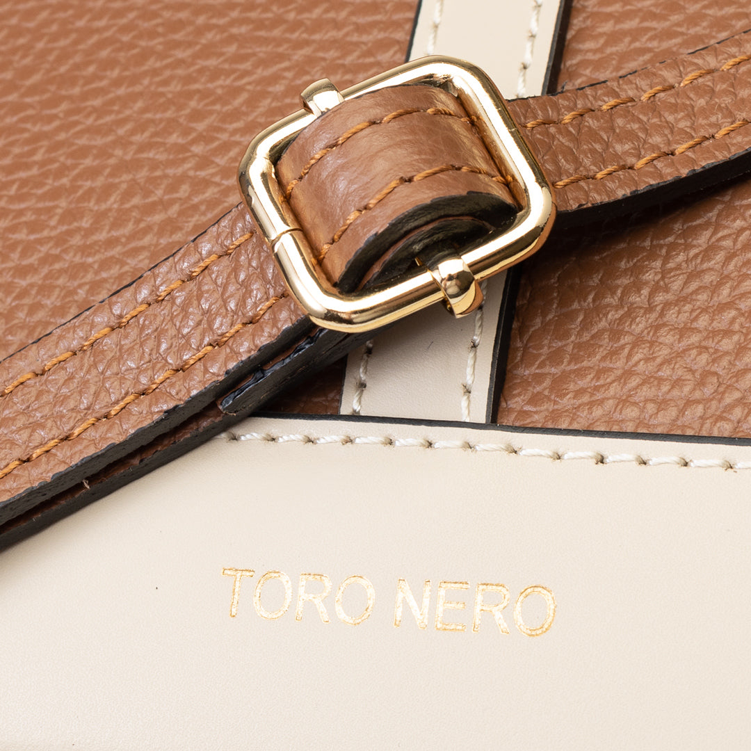 Bolso de mujer de piel natural beige-marrón Sorina