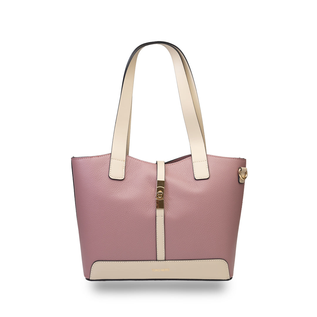 Damenhandtasche aus beigefarbenem Echtleder Sorina