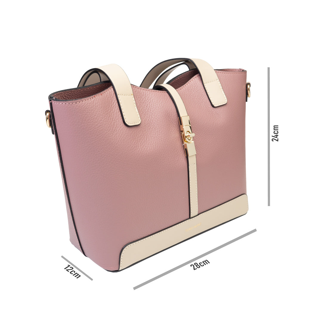 Damenhandtasche aus beigefarbenem Echtleder Sorina