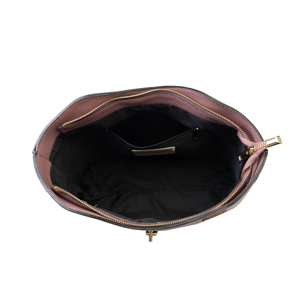 Damenhandtasche aus beigefarbenem Echtleder Sorina