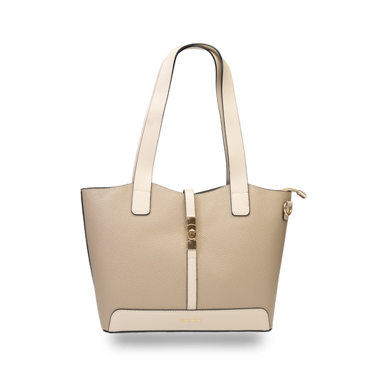 Borsa da donna in vera pelle beige-tortora Sorina