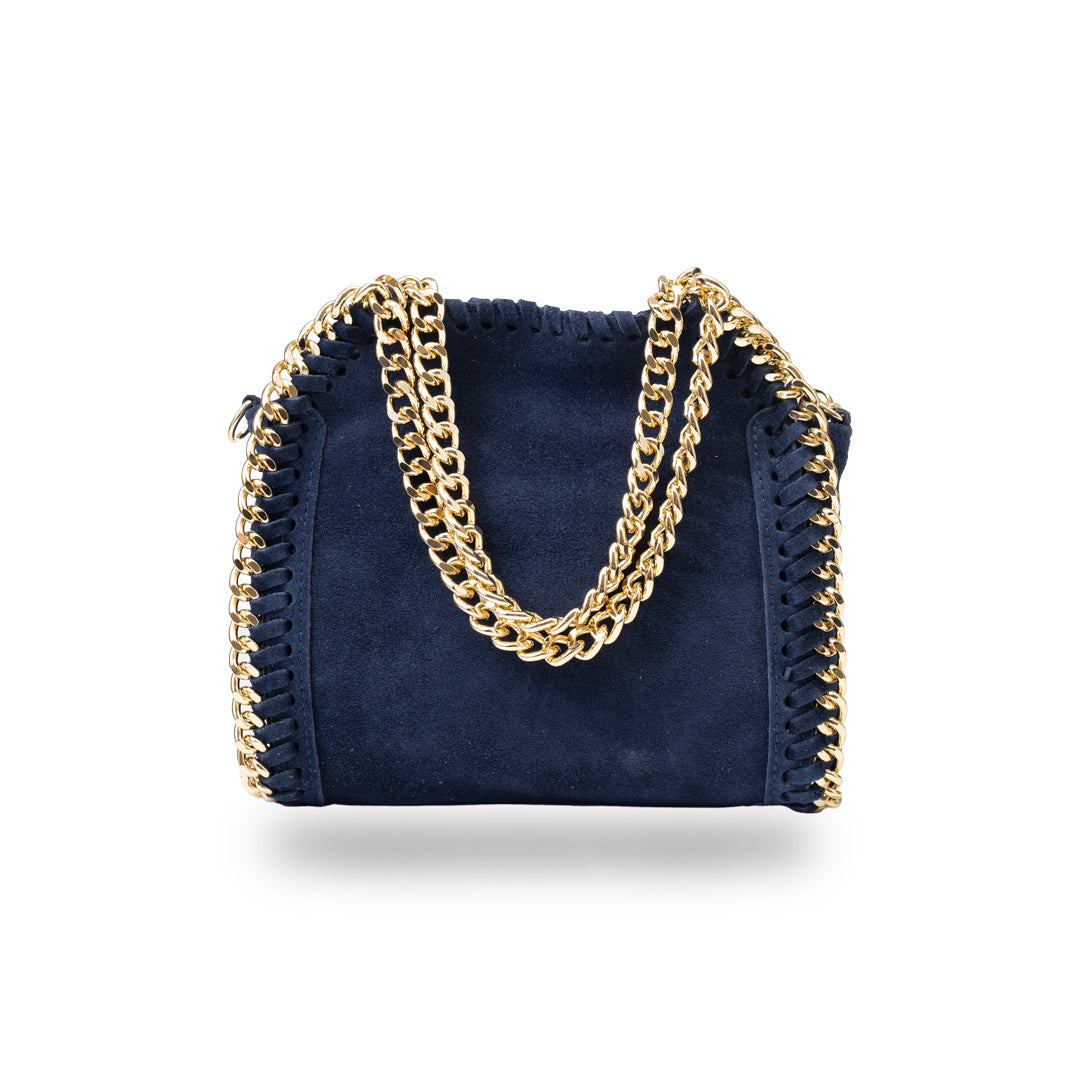 Bolso de mujer de piel natural azul marino Ilona