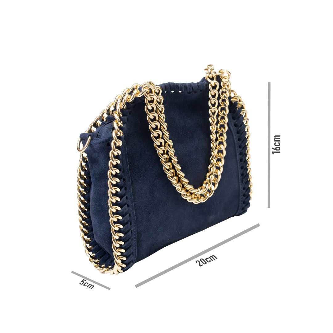 Bolso de mujer de piel natural azul marino Ilona