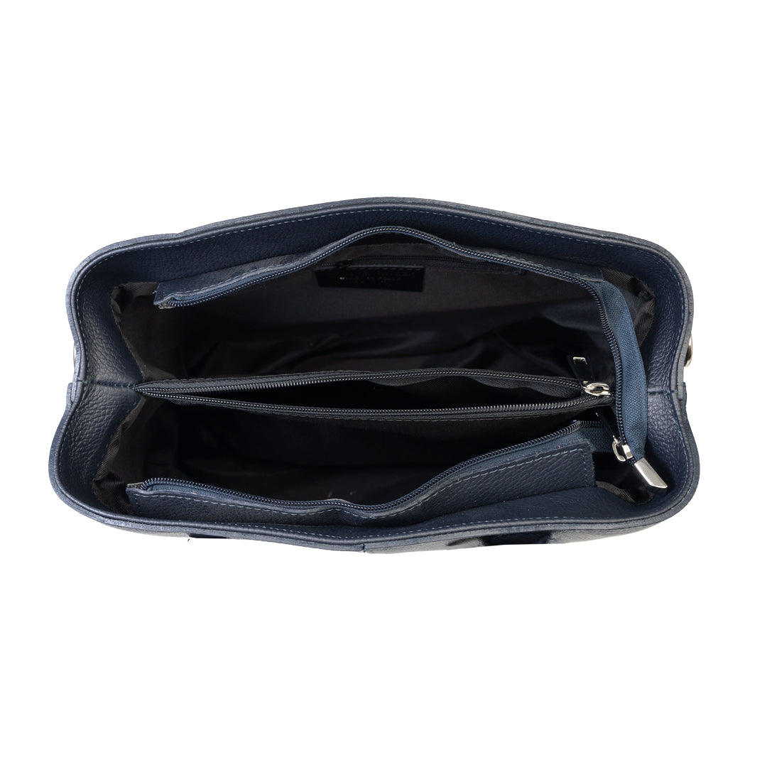 Damenhandtasche aus marineblauem Echtleder Mara