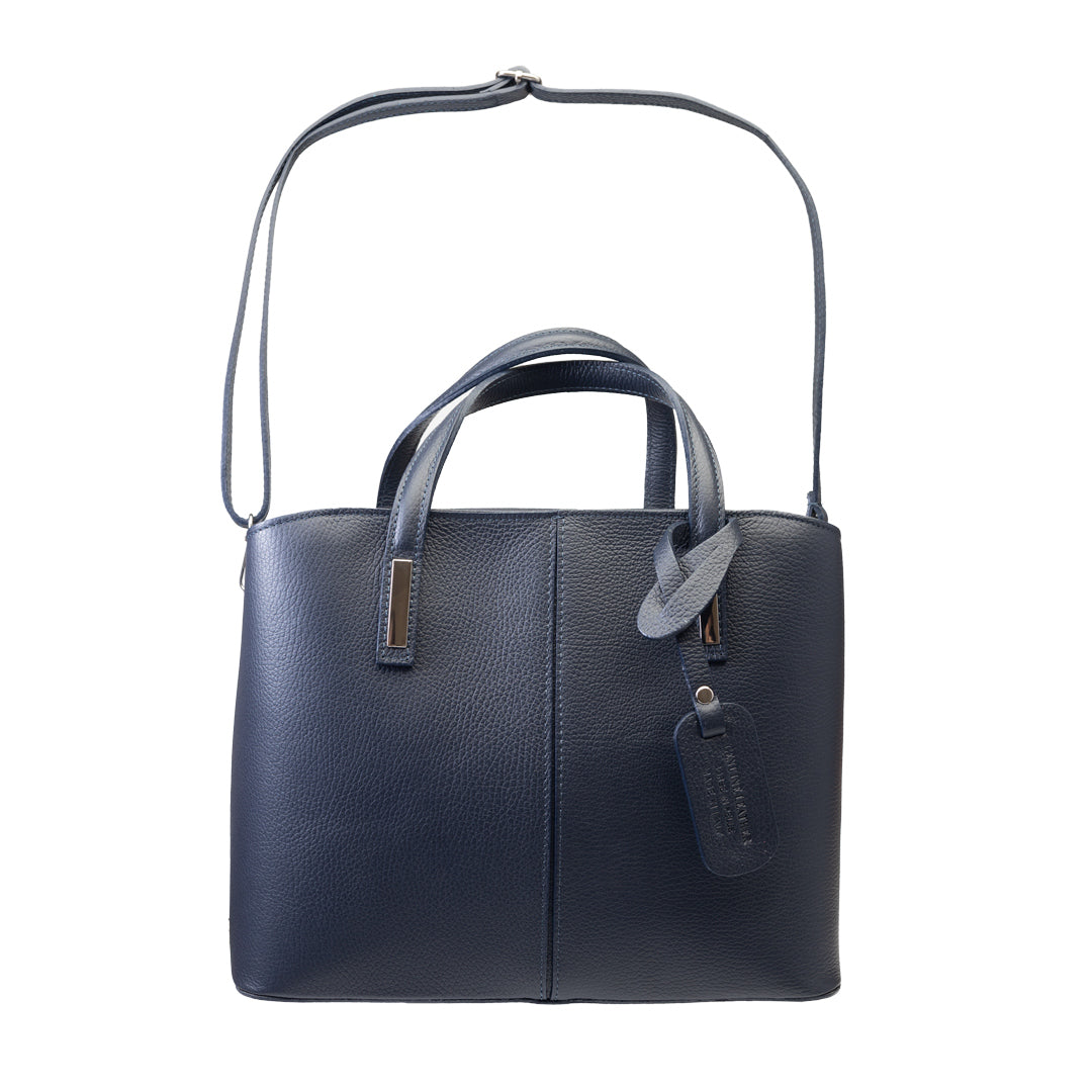 Damenhandtasche aus marineblauem Echtleder Mara