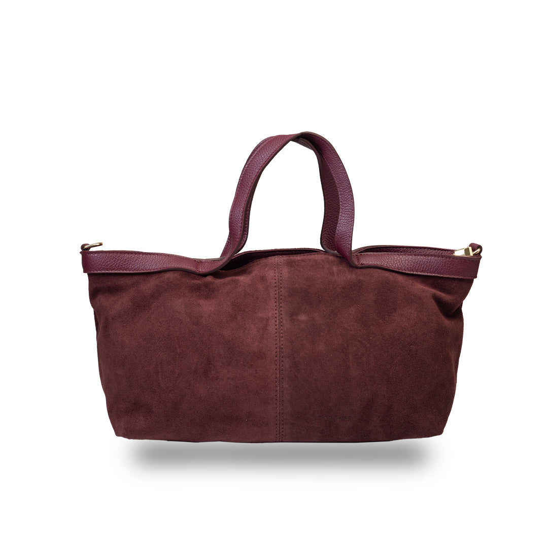 Damenhandtasche aus weinrotem Veloursleder Bianca