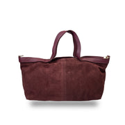 Damenhandtasche aus weinrotem Veloursleder Bianca