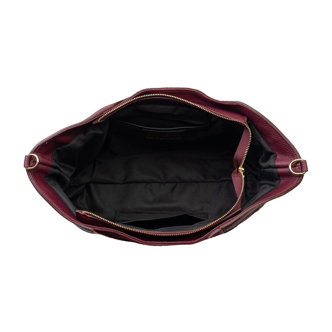 Damenhandtasche aus weinrotem Veloursleder Bianca