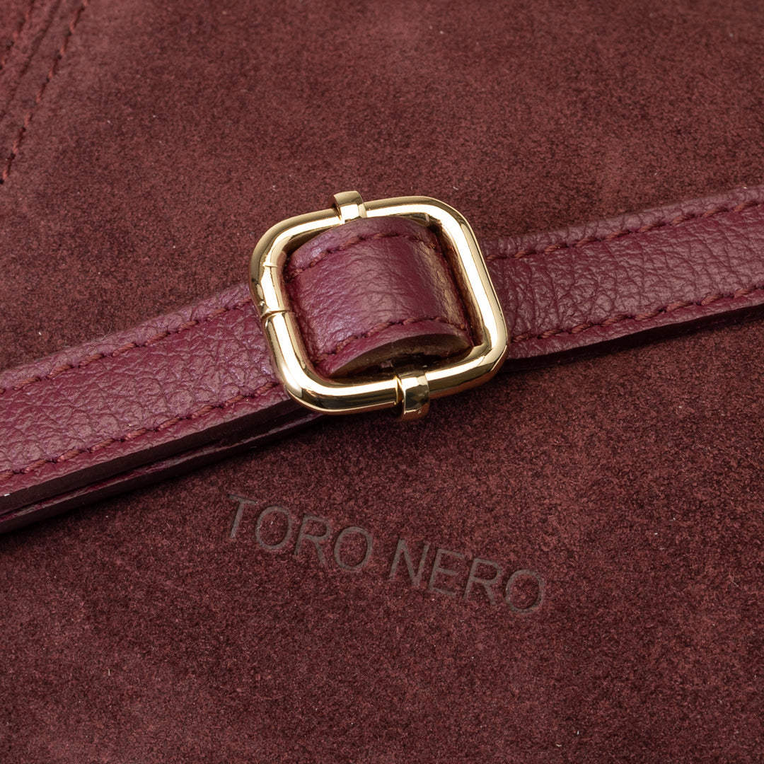 Damenhandtasche aus weinrotem Veloursleder Bianca