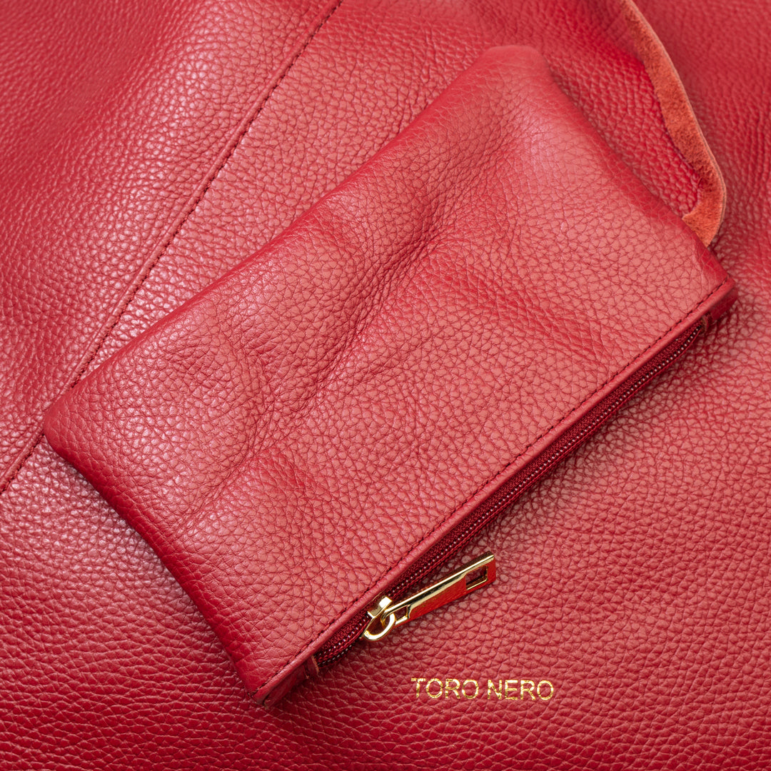Damenhandtasche aus echtem bordeauxrotem Leder Camelia