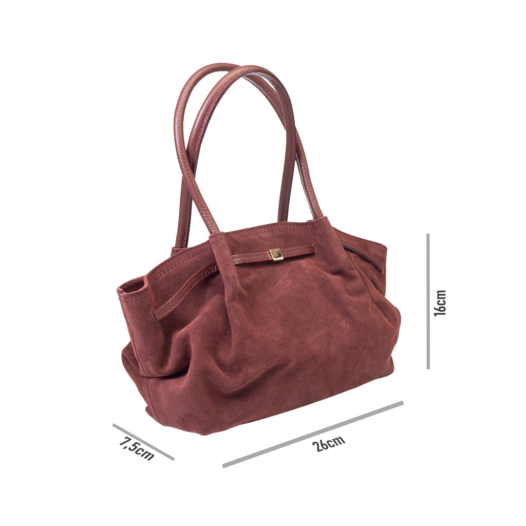 Bolso de mujer de piel natural color burdeos Elena