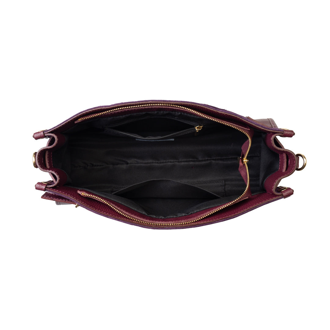 Borsa da donna in vera pelle bordeaux Evelin