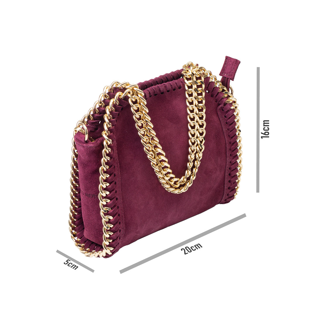 Bolso de mujer de cuero genuino burdeos Ilona
