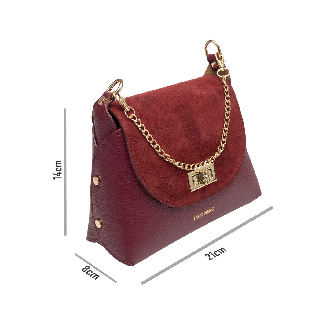 Bolso de mujer de piel de ante natural, burdeos Raisa