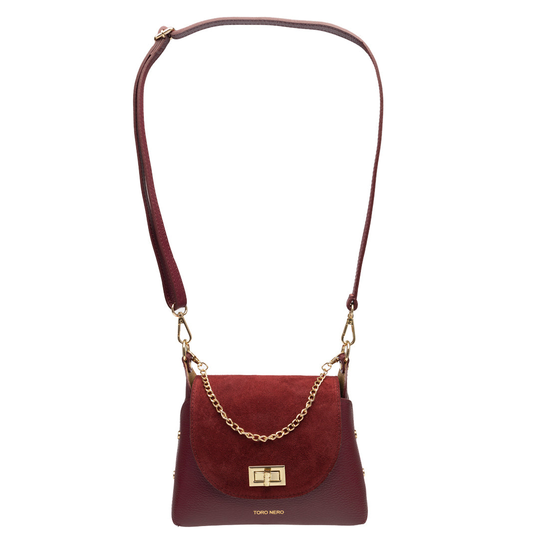 Bolso de mujer de piel de ante natural, burdeos Raisa