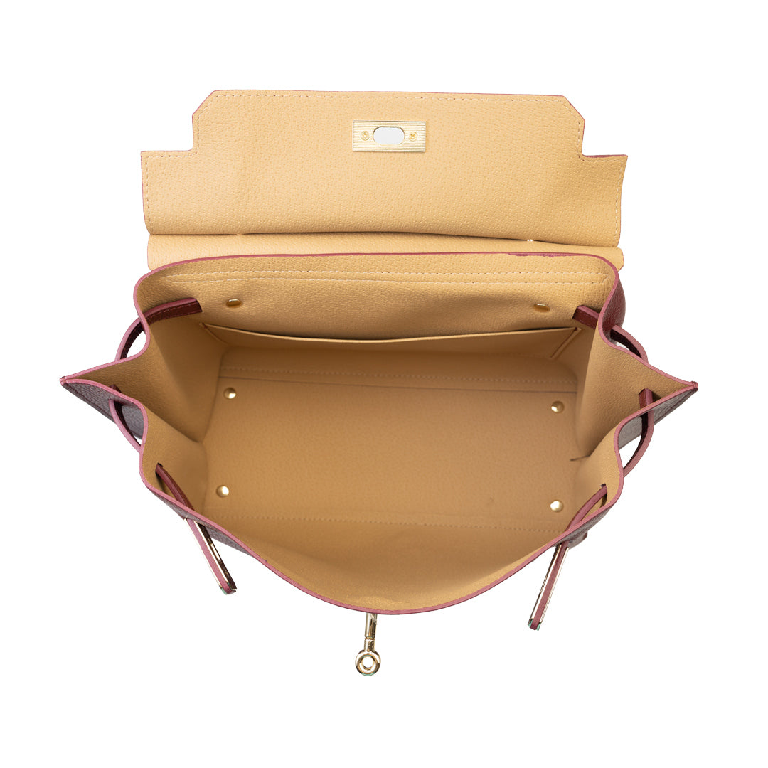 Bolso de mujer de piel natural burdeos Raluca