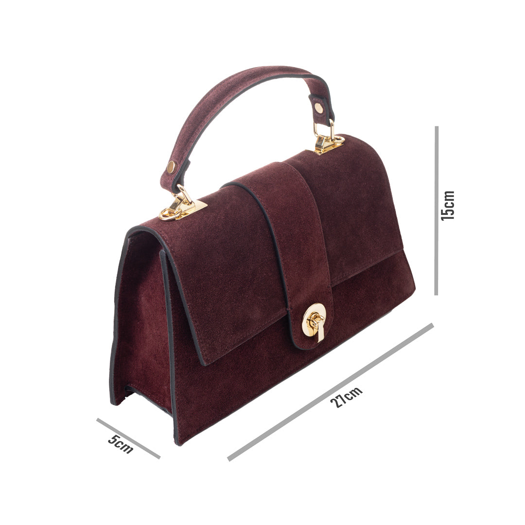 Verona Damenhandtasche aus echtem bordeauxrotem Leder
