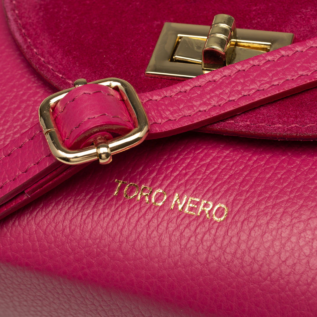 Bolso de mujer de piel de ante natural, fucsia Raisa