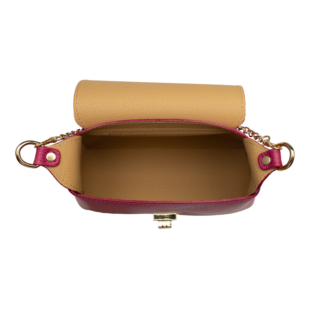 Bolso de mujer de piel de ante natural, fucsia Raisa