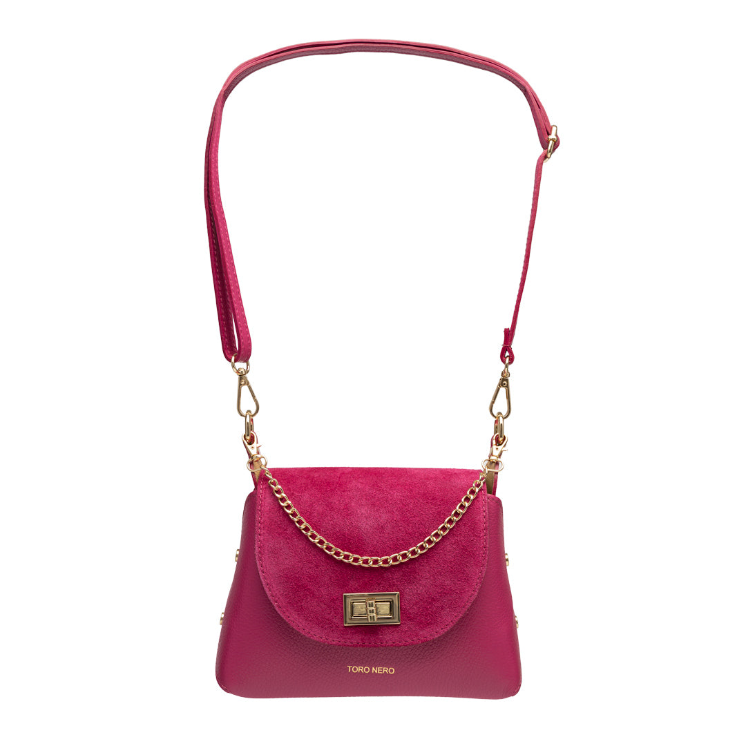 Bolso de mujer de piel de ante natural, fucsia Raisa