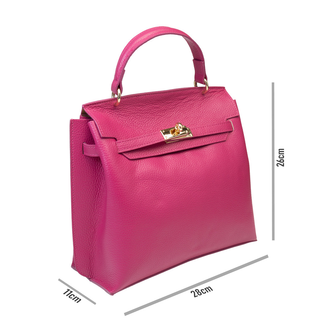 Geanta dama din piele naturala fucsia Raluca