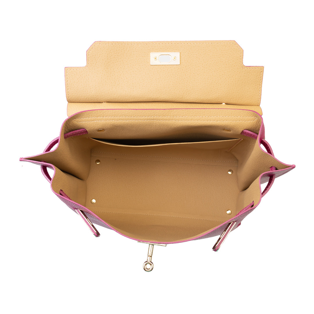 Bolso de mujer de piel genuina fucsia Raluca