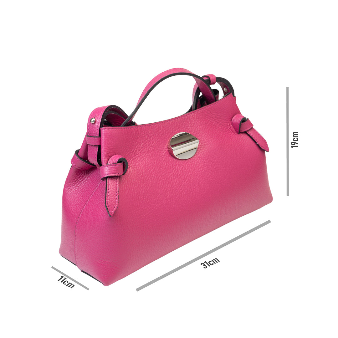 Geanta dama din piele naturala fucsia Tania