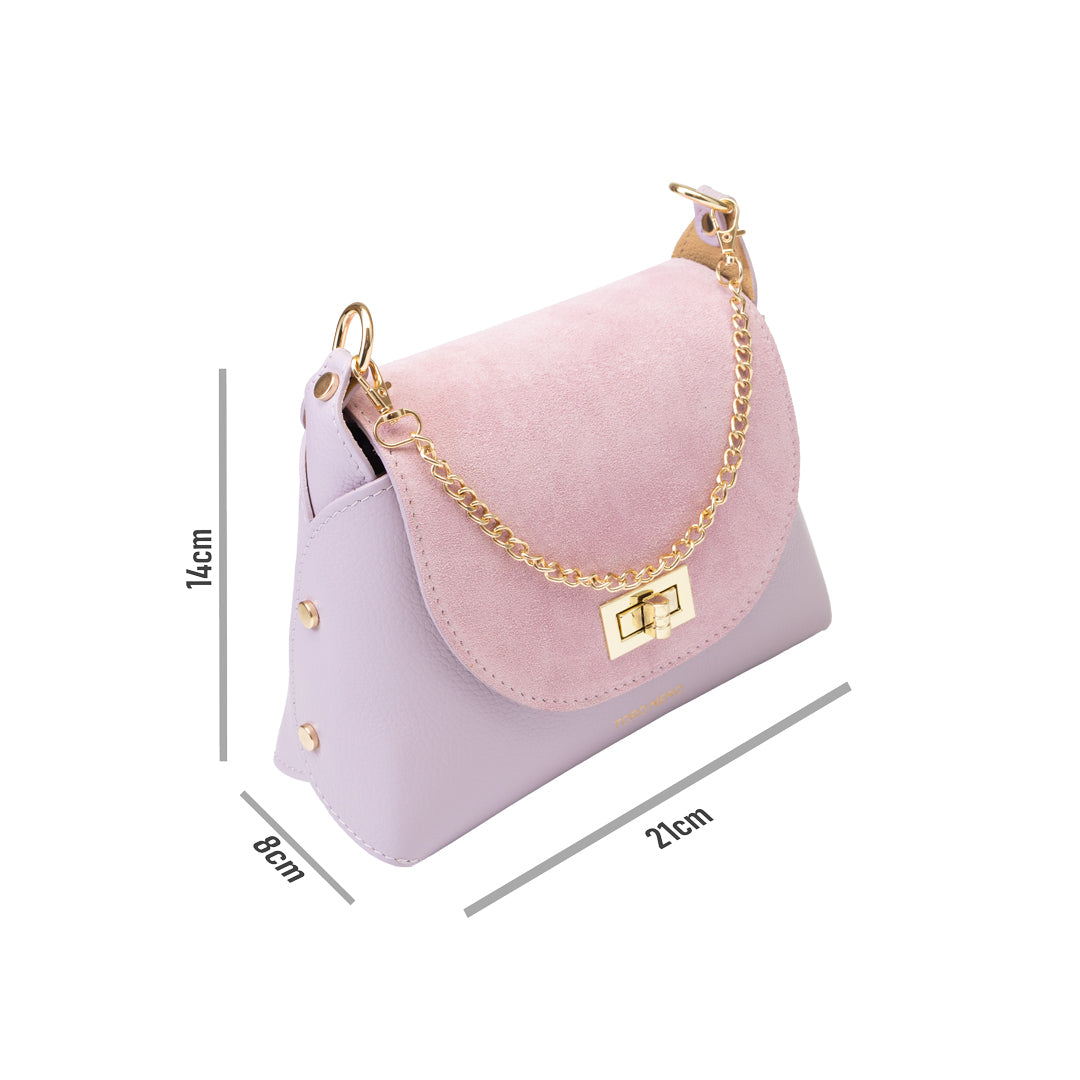 Bolso de mujer de ante natural, lila Raisa