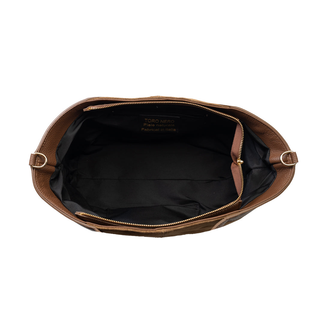 Bolso de mujer de piel de ante natural marrón Bianca