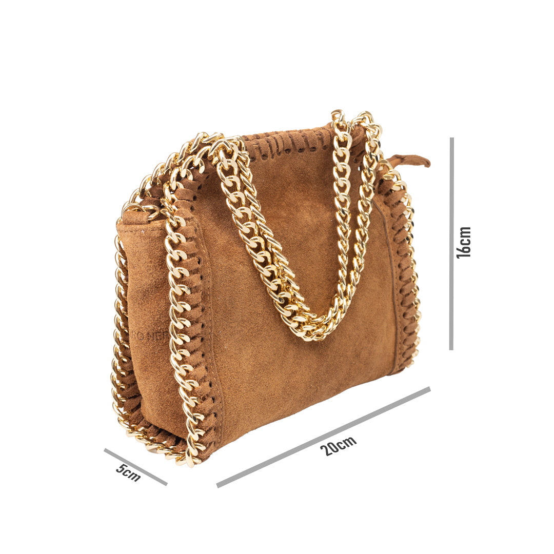 Damenhandtasche aus braunem Echtleder Ilona