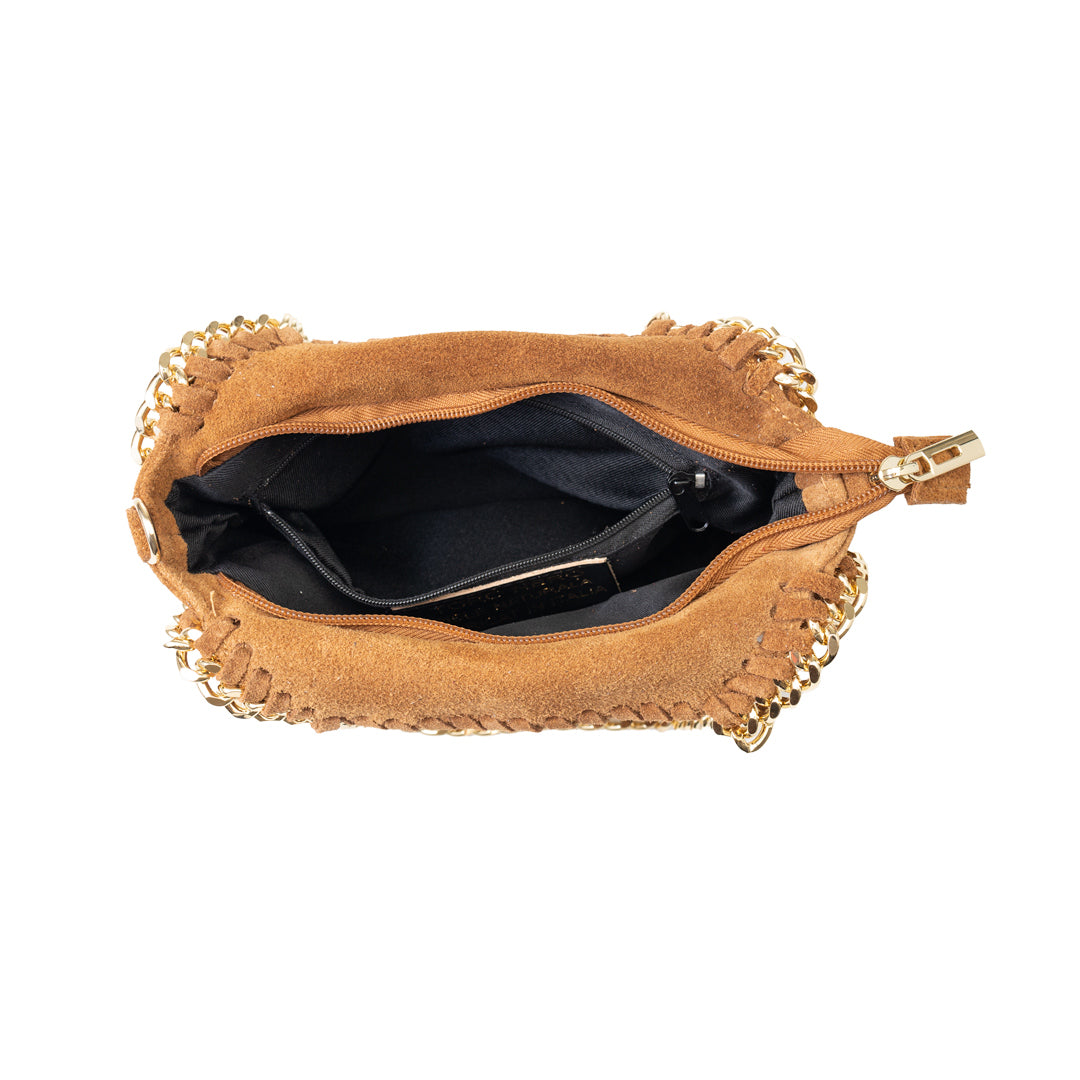 Damenhandtasche aus braunem Echtleder Ilona