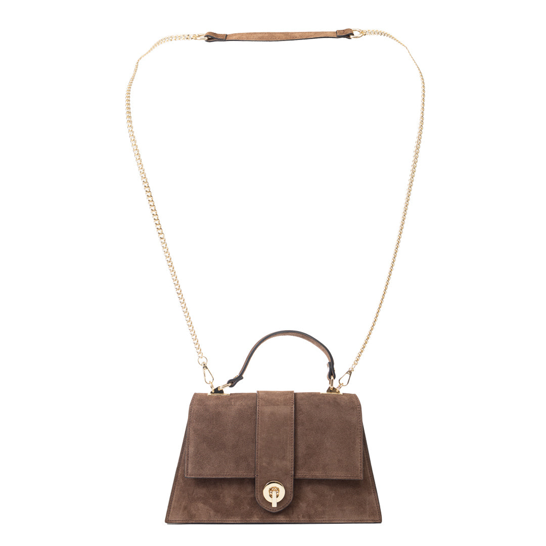 Damenhandtasche aus braunem Echtleder Verona