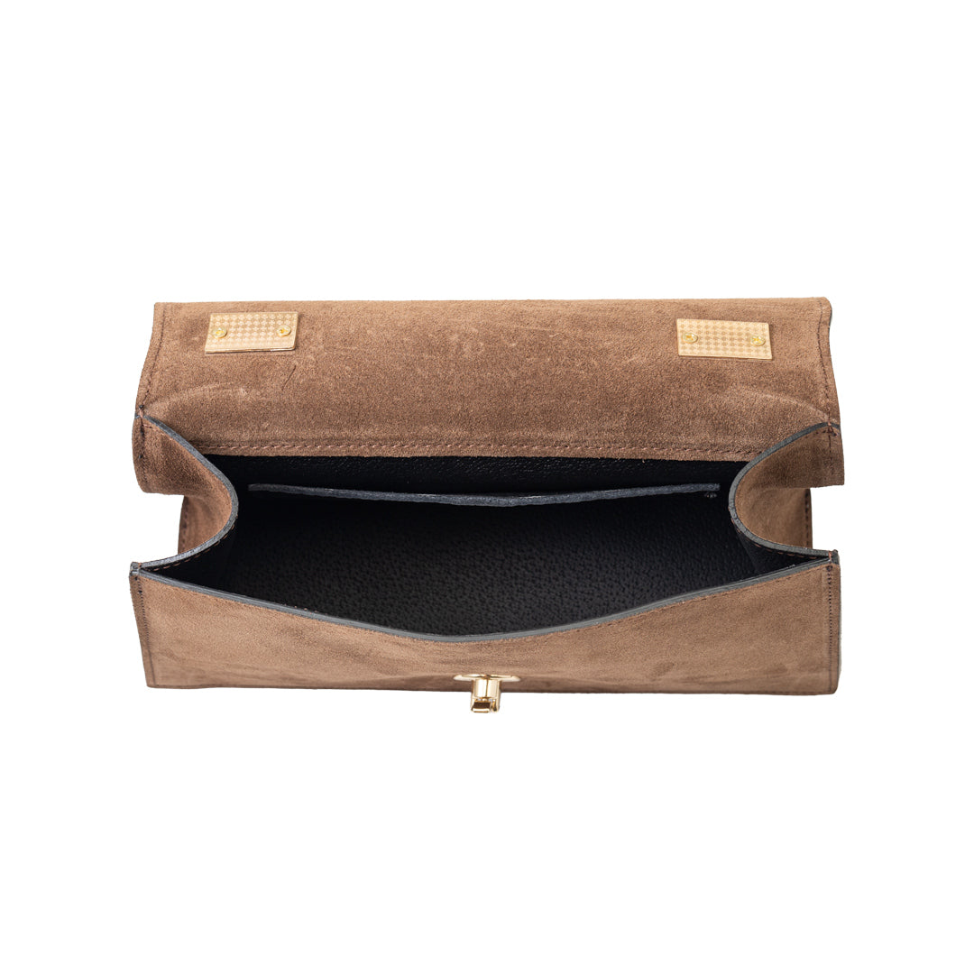 Damenhandtasche aus braunem Echtleder Verona